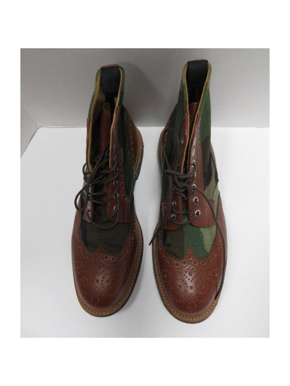 Mark McNairy Boots 11 New Amsterdam Camo Leather Canvas Wingtip Brogue